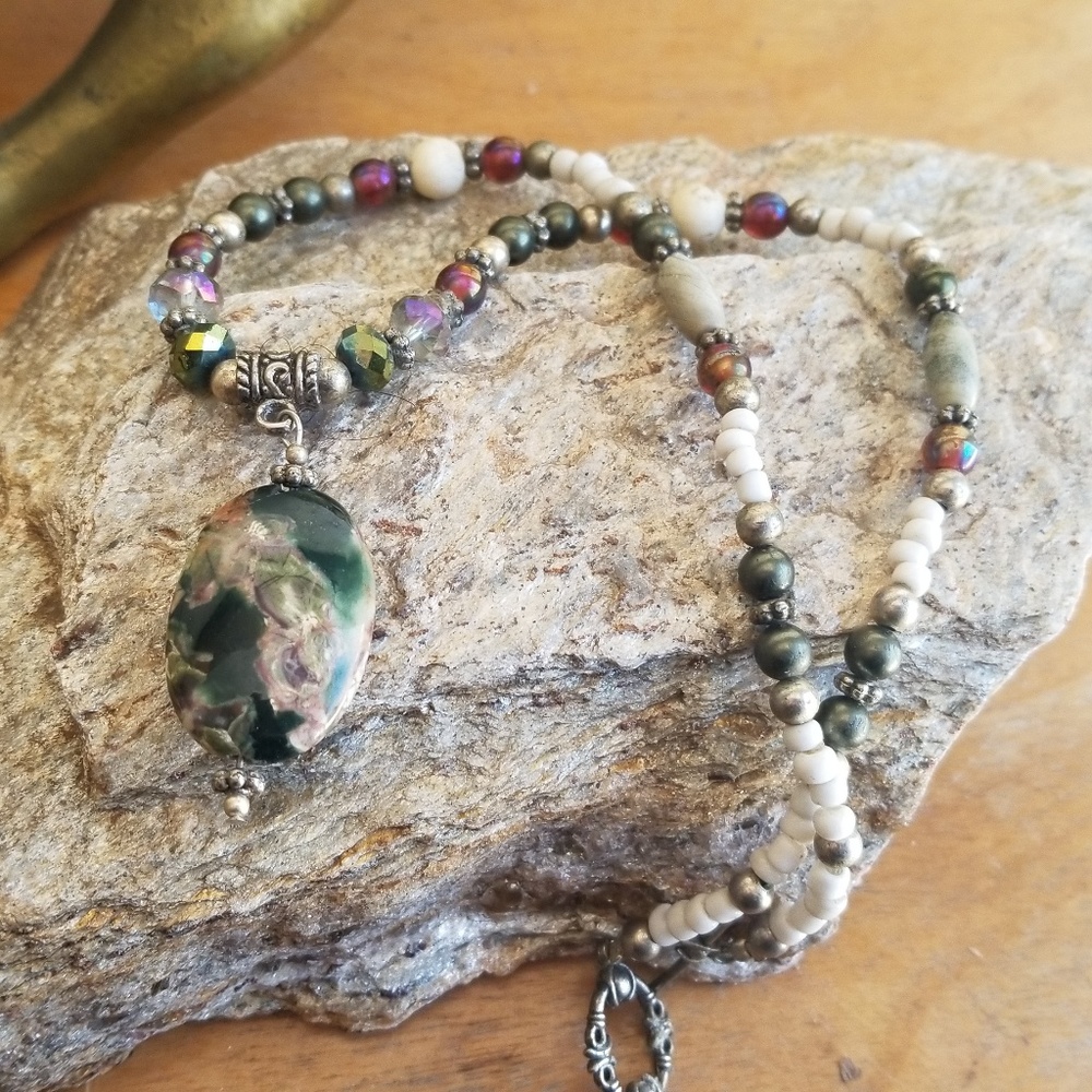 Handmade Natural gemstone and crystal necklace